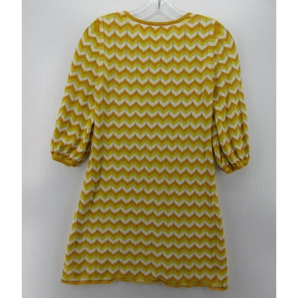 Alice Olivia Dress XS A-Line Mini Pullover Chevron Puff Sleeve - Picture 7 of 11